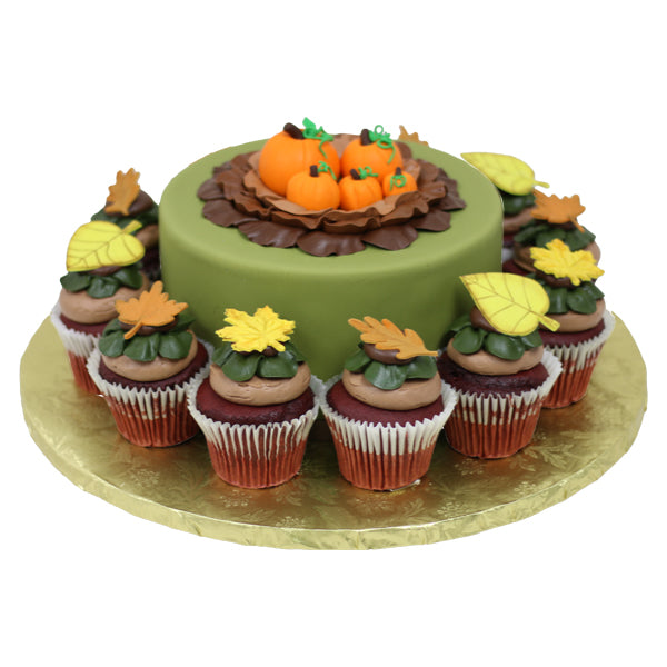 Fall Leaves Cupcakes and Cake